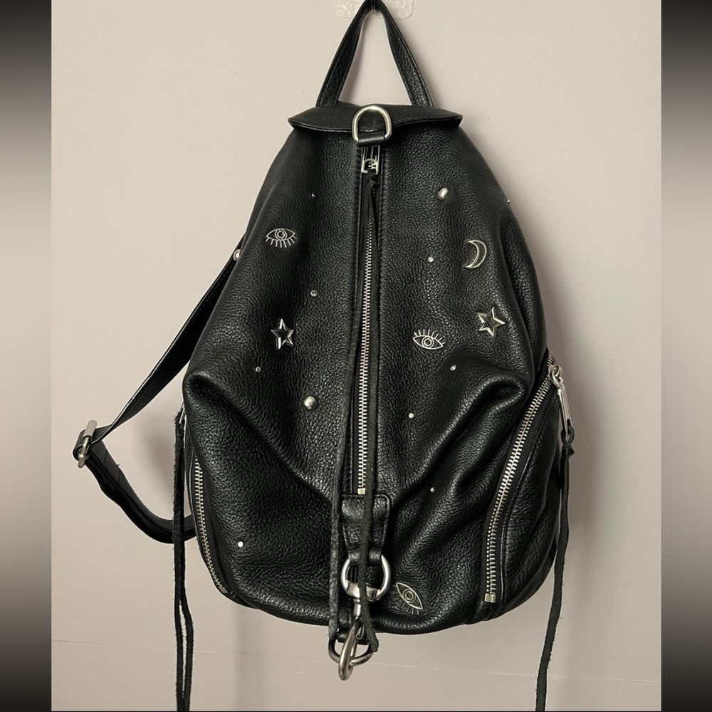 Rebecca Minkoff Black Leather Studded Star & Eye Backpack
